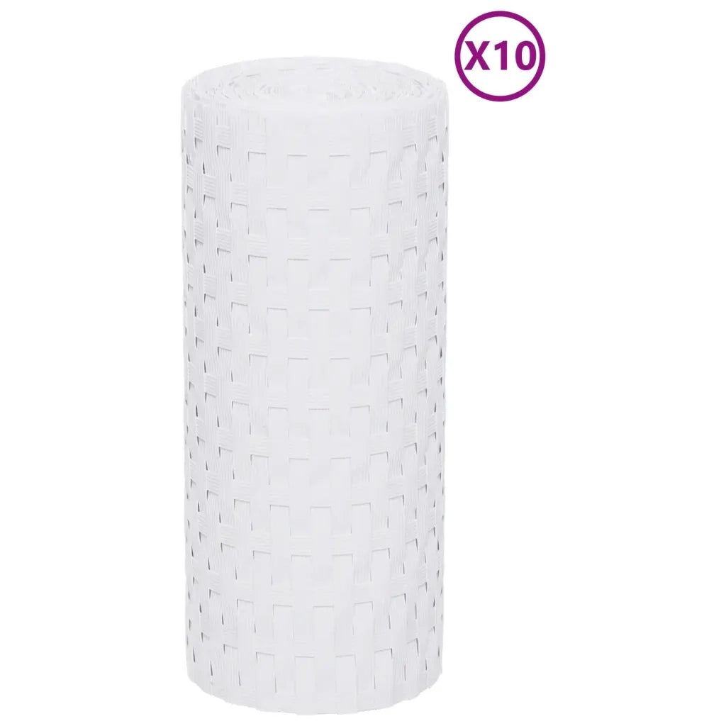 Schermi da Balcone 10 pz | Paravento Bianchi 255x19 cm in Polyrattan