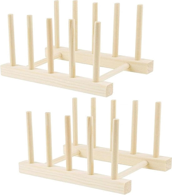Supporto per piatti in legno - supporto per piatti e bicchieri - supporto per teglia - supporto per vassoio - supporto per coperchi per vassoio - supporto per piatti e tazze - supporto per teglia CD (4 canali) - 2 pezzi di supporto per piatti