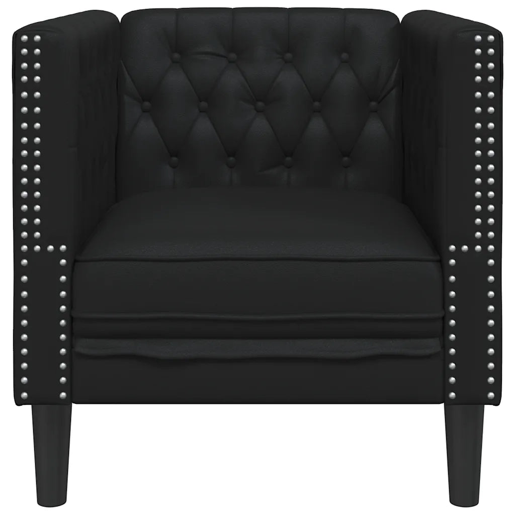 Poltrona Chesterfield Nera in Similpelle 372652