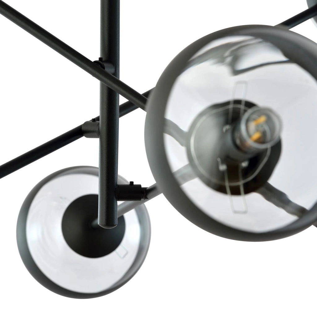 Lampadario Emibig Linear 6 luci E14 nero/vetro 102cm