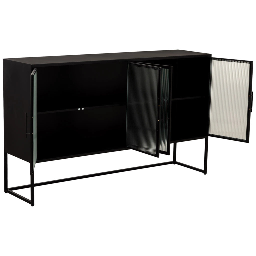 Credenza in metallo nero a 4 ante 150x38,5x90,5h cm