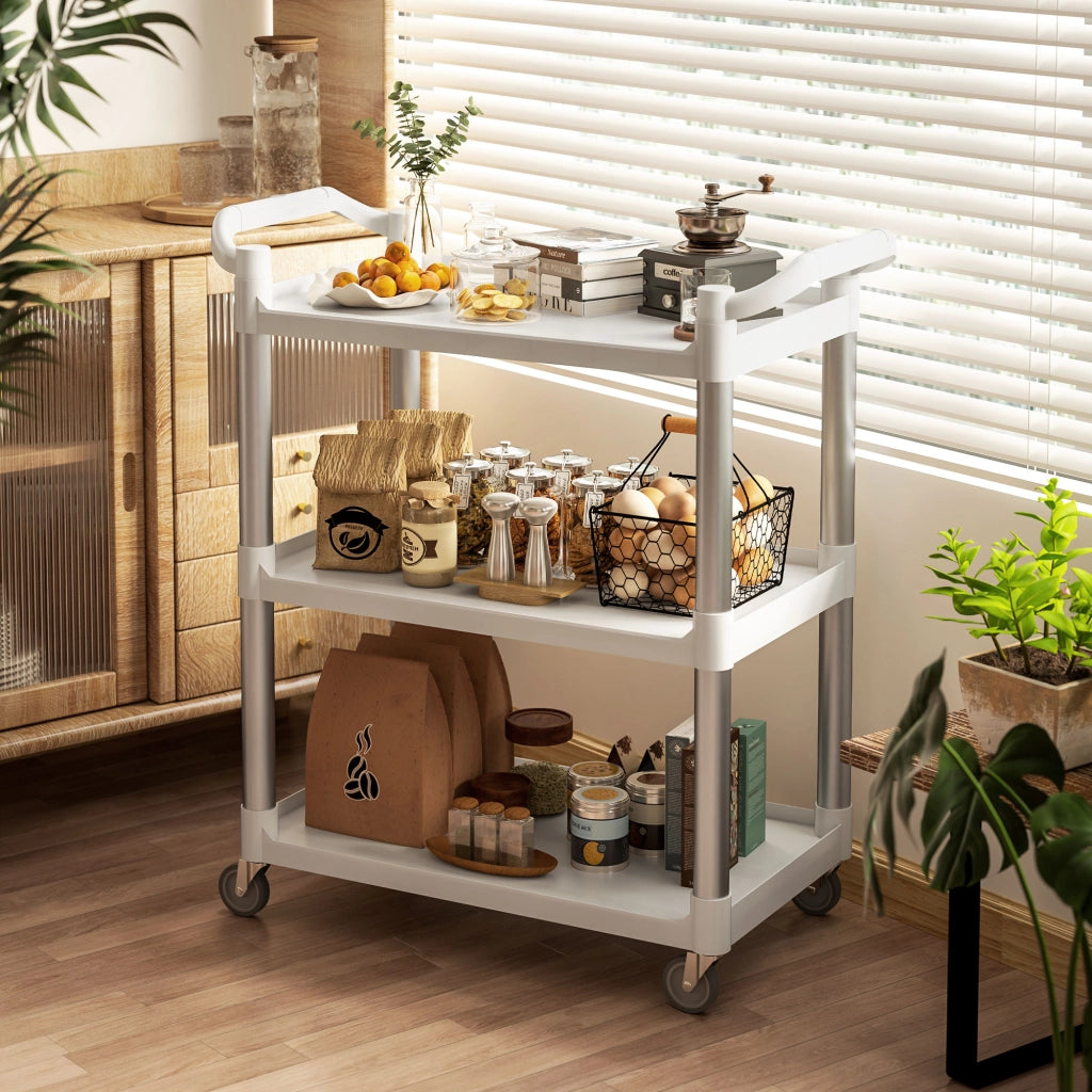 Carrello da Cucina a 3 Livelli ¨C Minimal ¨C Bianco 88x44x93 cm