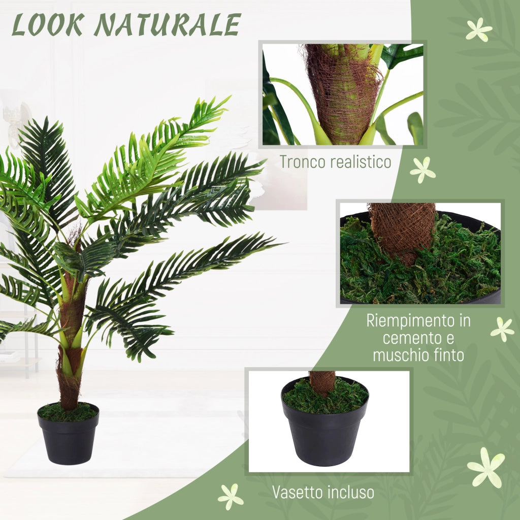 Palma Cycas Artificiale ¨C Minimal ¨C Verde 123cm con Vaso