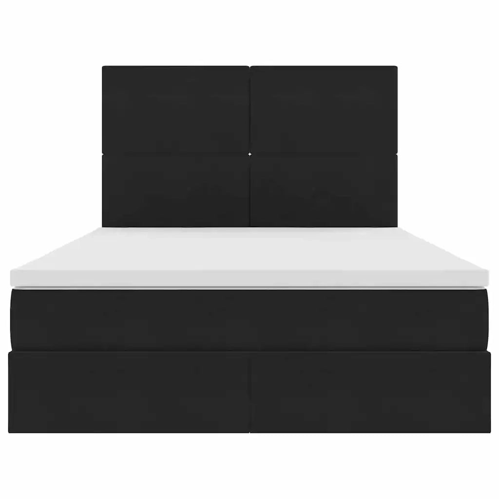 Letto con contenitore e LED con led Nero 140 x 190 cm Velluto 3372605