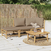 Set Salotto da Giardino 3pz con Cuscini Tortora Bambù 3155140