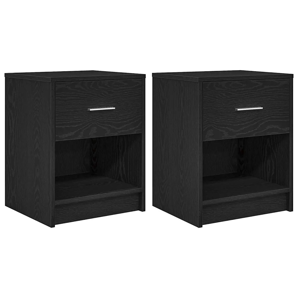 Comodini 2 pz con Cassetto Nero 40x34x50 cm 858770