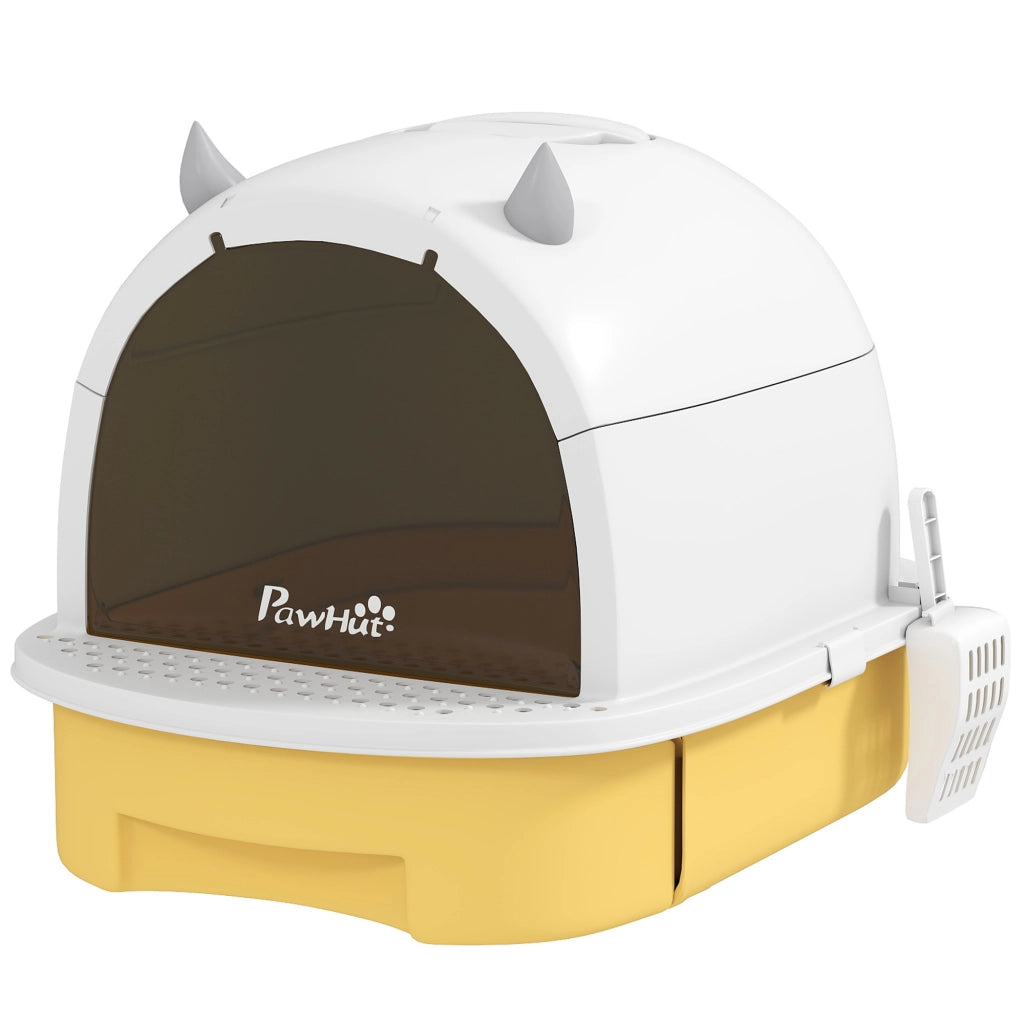Casetta per Gatti con Bandeja Estraibile e Filtro ¨C zephmum ¨C 40.5x52x39 cm Giallo e Bianco