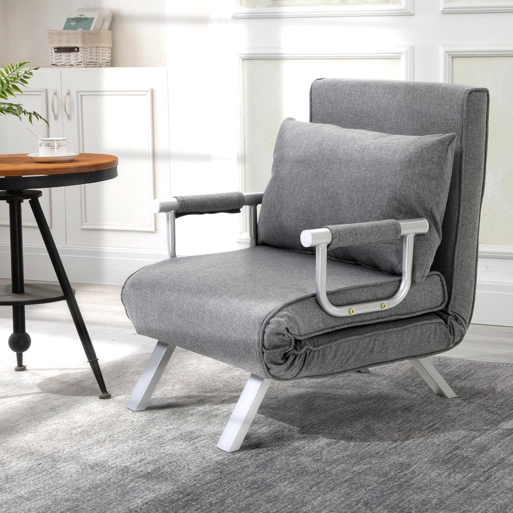 Poltrona letto imbottita ¨C Zephmum ¨C Grigio chiaro tessuto