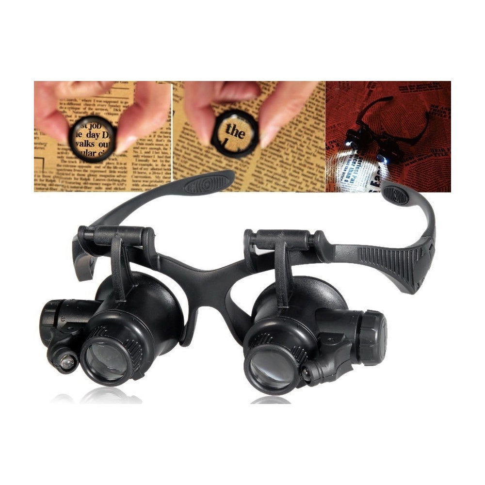 Trade Shop - Occhiali Lente Ingrandimento 25 X Di Precisione Oculari 4 Lenti Luci Led 9892g -