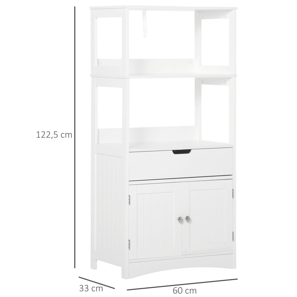 Mobile Bagno con Ante e Cassetto ¨C zephmum ¨C Bianco 60x33x122 cm