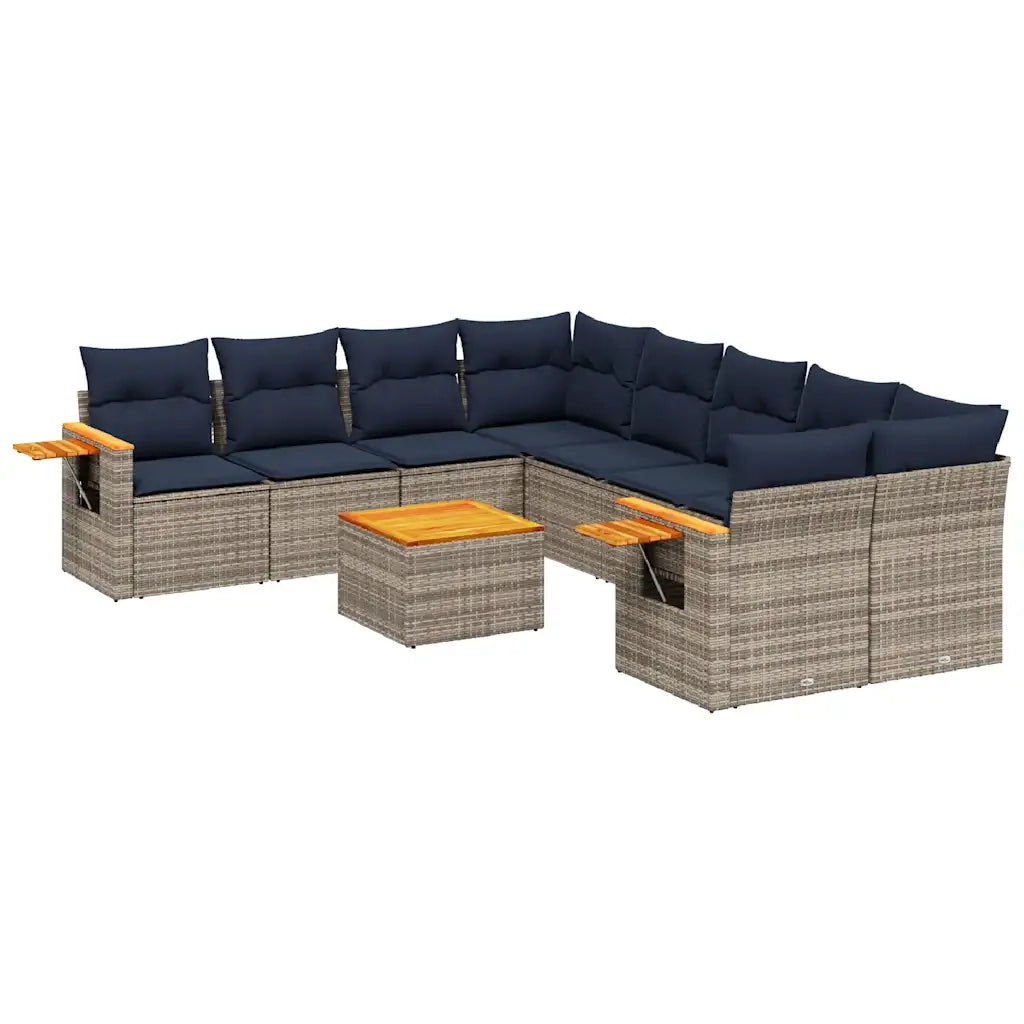 Set Divani da Giardino 9 pz con Cuscini Grigio in Polyrattan 3226670