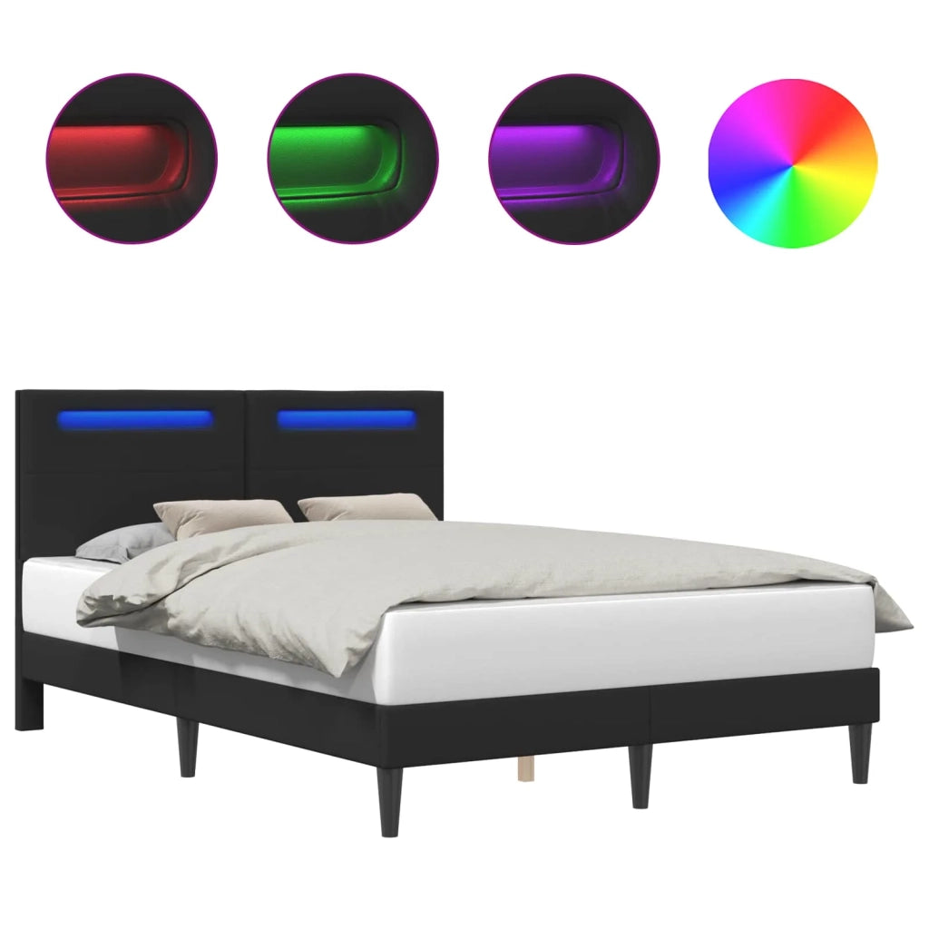 Letto matrimoniale | Letto per adulti | Struttura del letto con testiera Nero 160 x 200 cm Similpelle