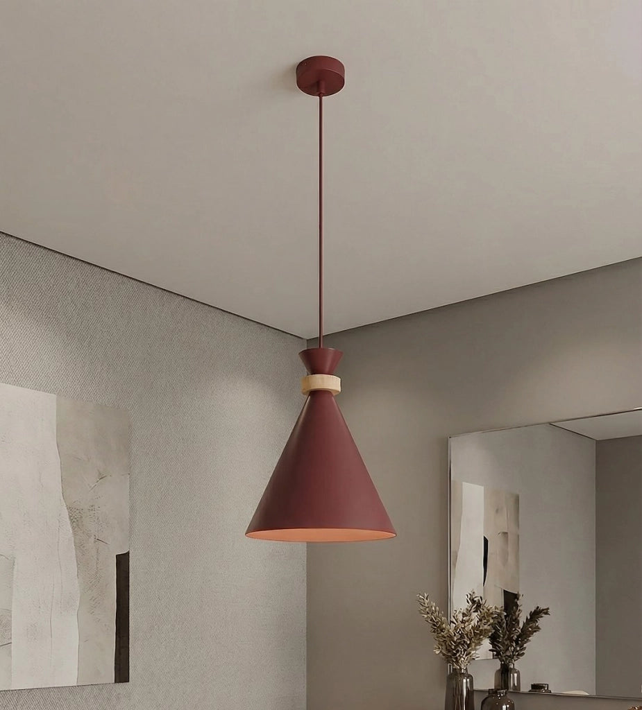 Lampada sospesa ZERO Emibig bordeaux legno 1xE27