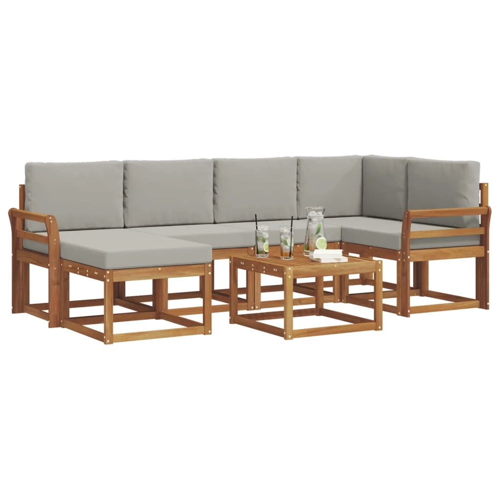 Set di divani da esterno 7 pcs Grigio Naturale e Chiaro 3366674