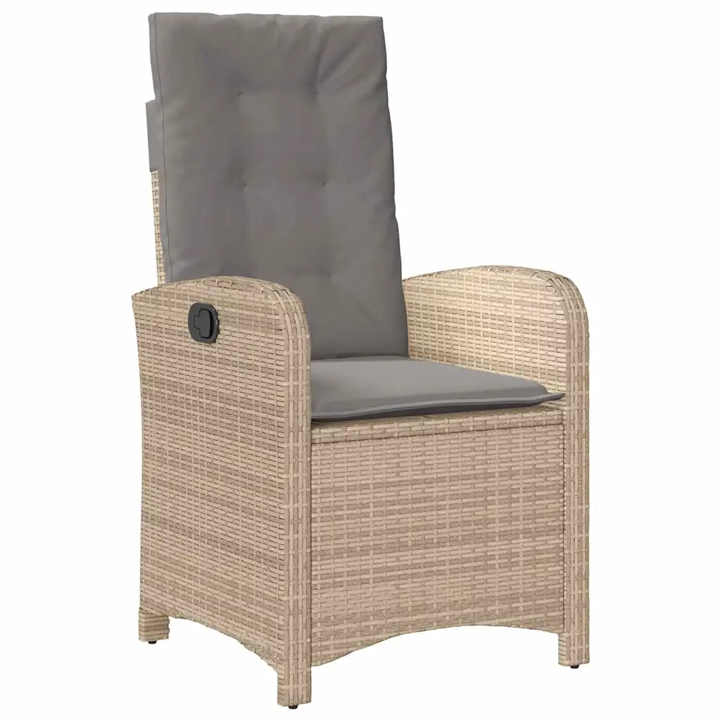 Set da Pranzo per Giardino con cuscino 5 pcs Beige polyrattan