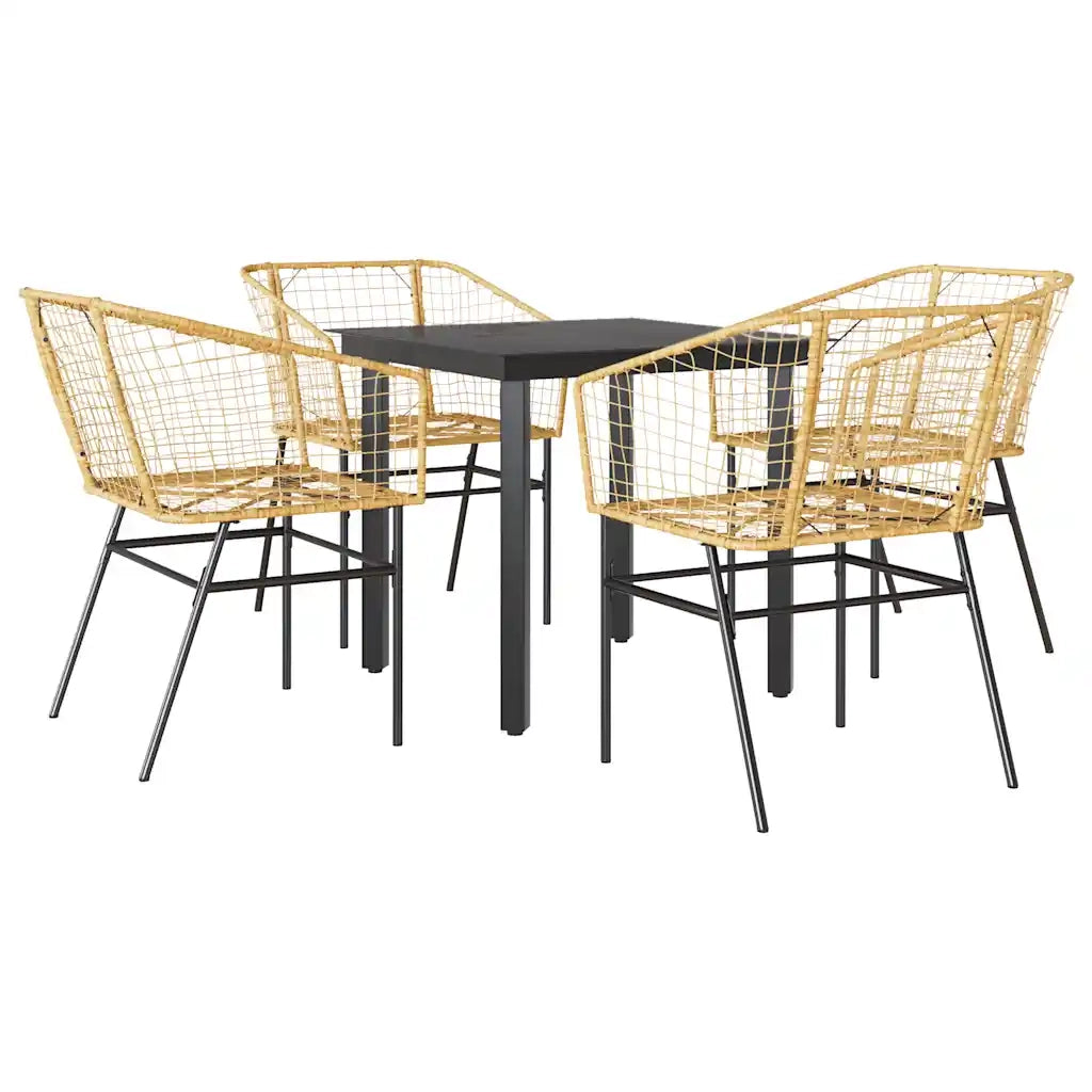 Set da Pranzo da Giardino 5pz Polyrattan Vetro 3334591