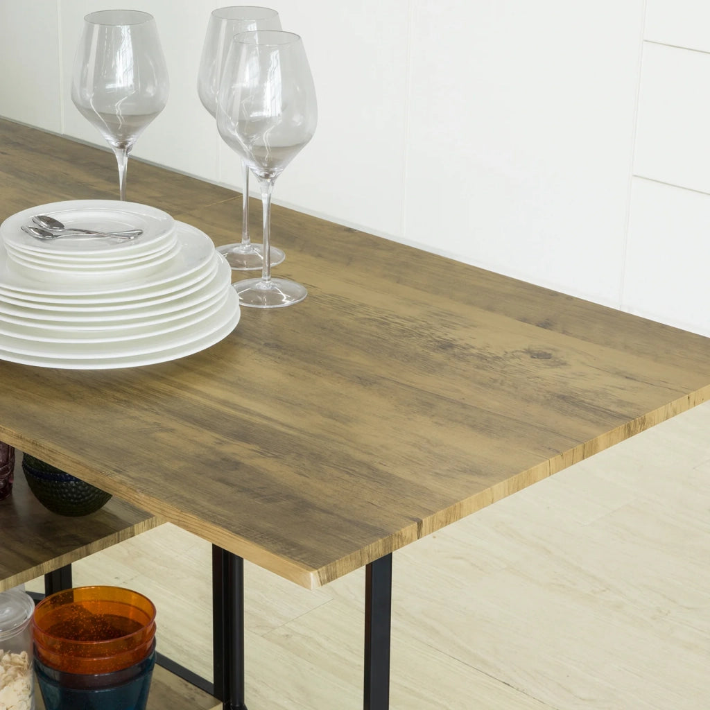 Tavolo Pieghevole con 3 Ripiani per Sala da Pranzo Tavolino da Salotto Scrivania Legno salvaspazio, FWT62-N