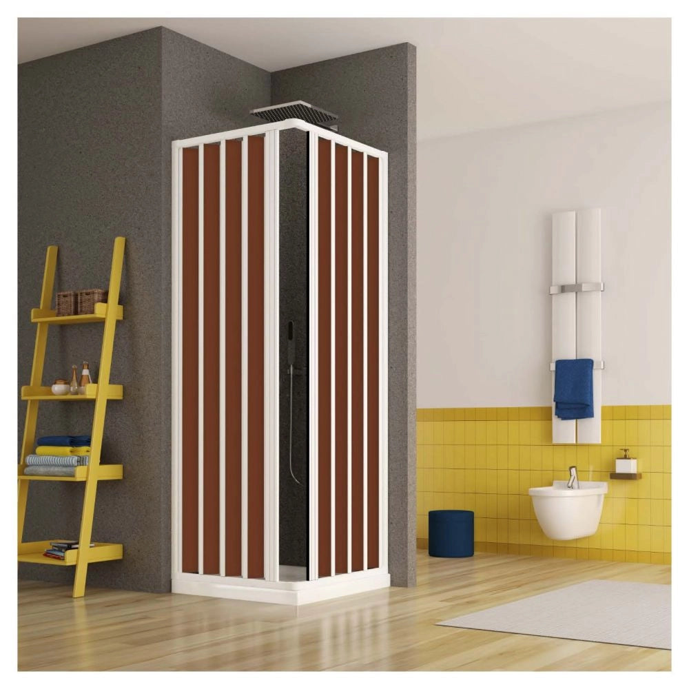 Box Doccia Nicchia in PVC - 2 lati Apertura Angolare a Soffietto con Doghe Cieche Vari Colori - Misura: 80 x 100 x h185