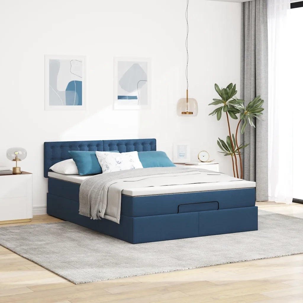 Pouf Letto con Materasso Blu 140x190 cm in Tessuto 3311628