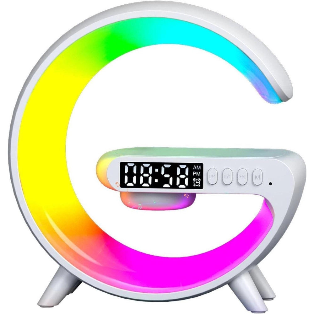 Trade Shop - Lampada A Forma Di G Multicolor Con Cassa Speacker E Caricabatteria Ad Induzione -