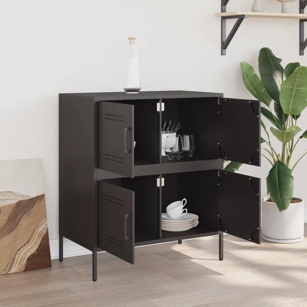 Credenza Nera 68x39x79 cm in Acciaio 842952