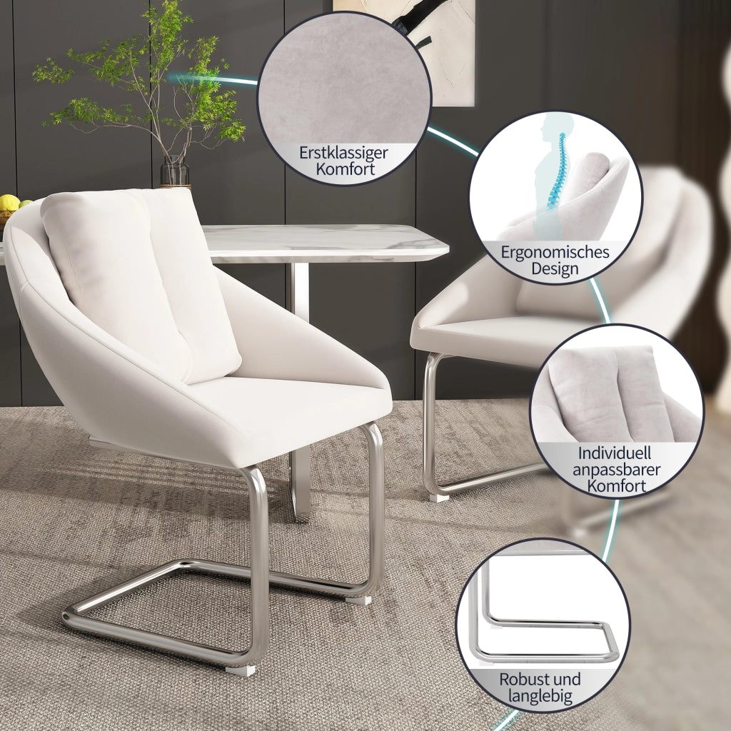 Sedia da Pranzo Girevole in Velluto con Cuscino, Set 6 Pezzi ¨C MINIMAL ¨C Beige