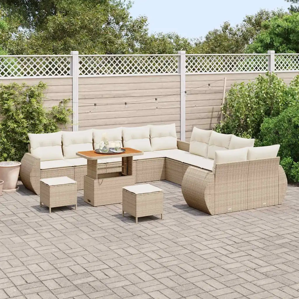 Set Divano da Giardino con cuscino 13 pcs beige e panna 3363886