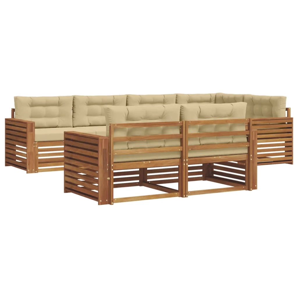 Set di divani da esterno con cuscino 7 pcs Naturale e Beige 3373628