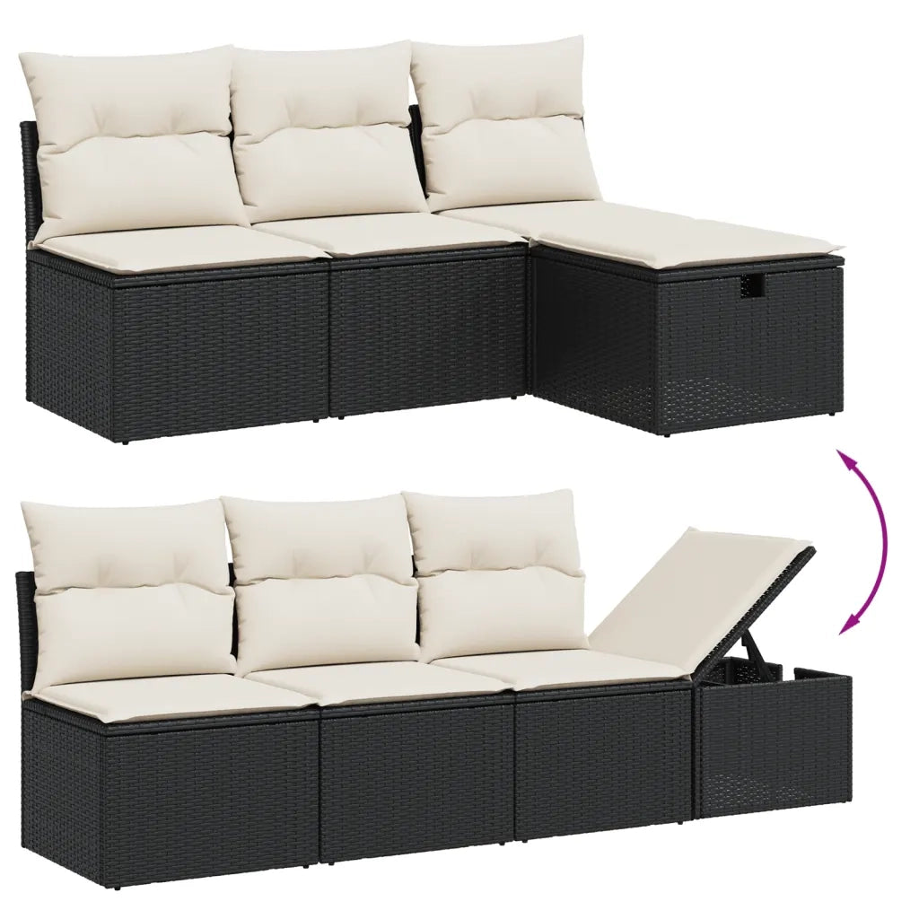 Set Divani da Giardino con Cuscini 8 pz Nero in Polyrattan 3275933