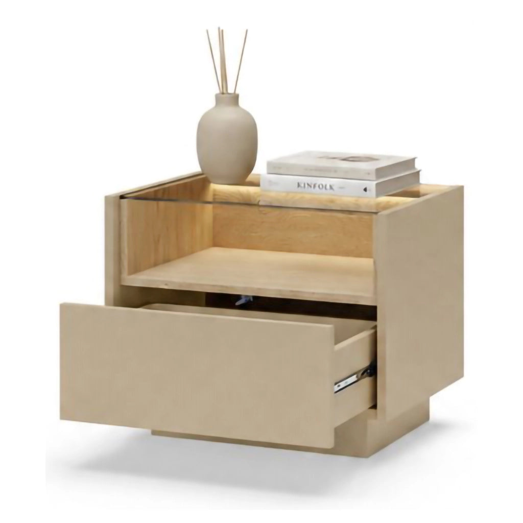 Veirra, Comodino un Cassetto, 53x40x43h cm Marrone Chiaro