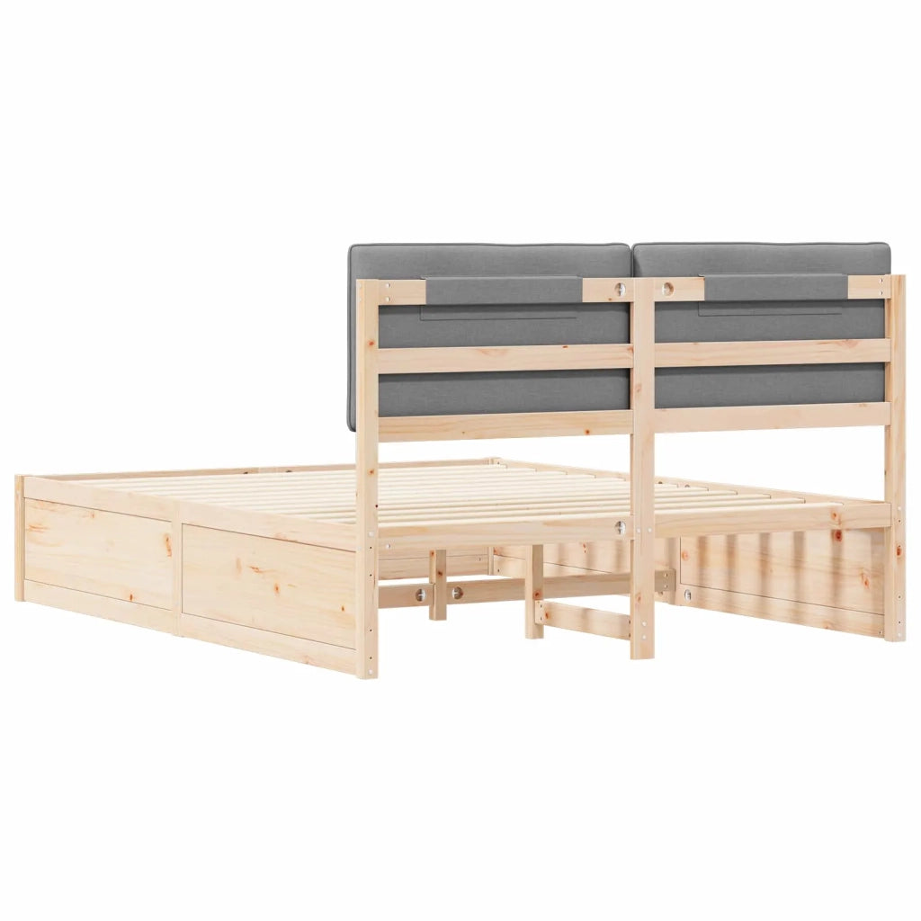 Letto con Testiera Rivestita Grigio chiaro 150 x 200 cm