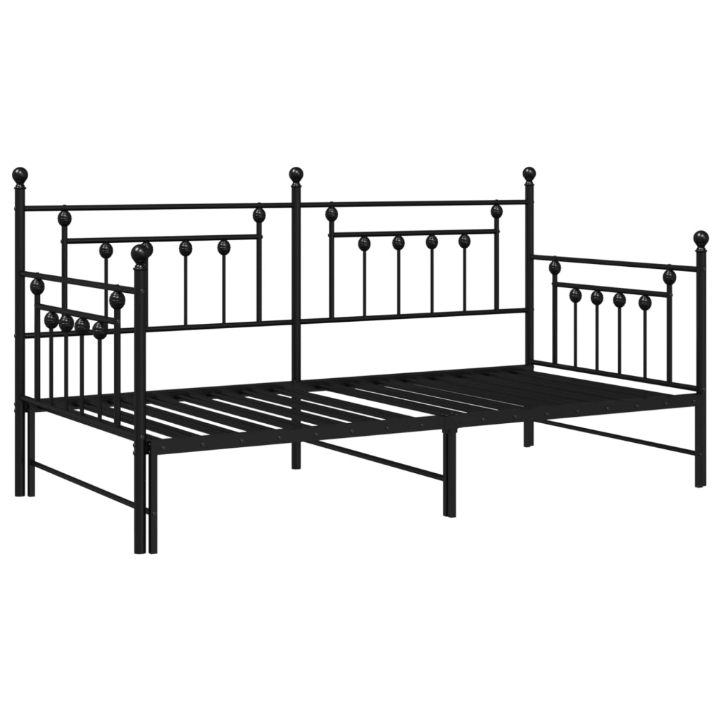 Struttura Letto Giorno con Letto Estraibile Nera 107x203 cm Acciaio