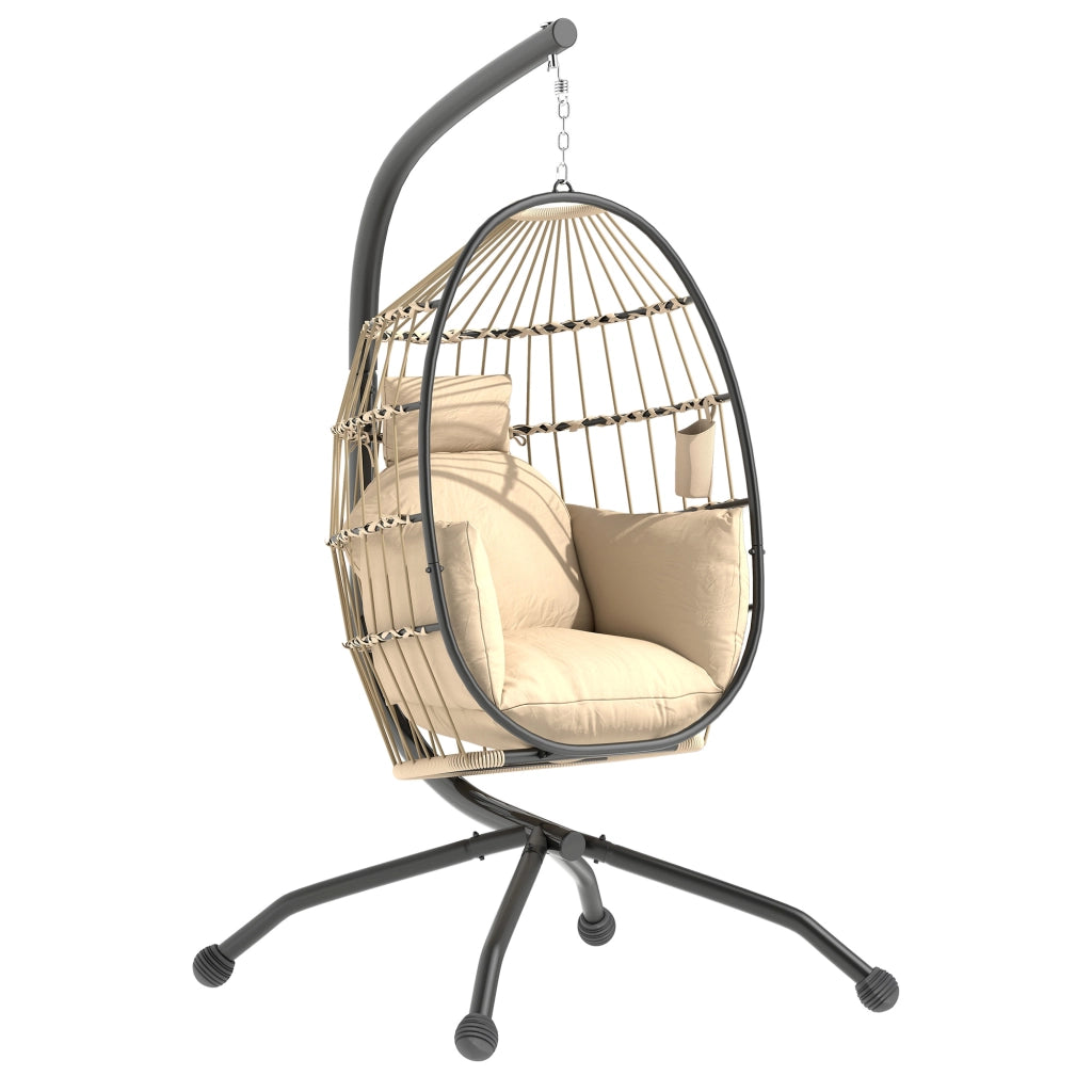 Sedia a dondolo sospesa per esterni con cuscini spessi ¨C Minimal ¨C Grigio