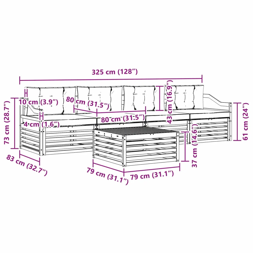 Set di divani da esterno 5 pz Bianco e Antracite 3390022