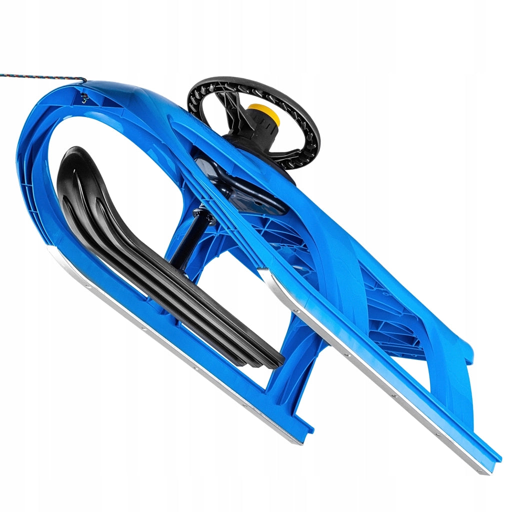 Slittino in plastica KADAX con volante per bambini, ideale per discese in montagna.