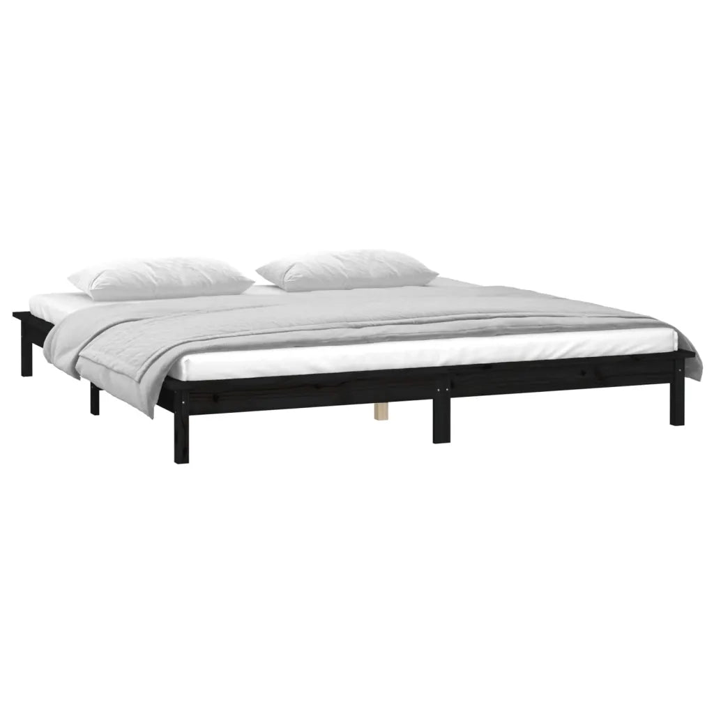Letto matrimoniale | Letto per adulti | Giroletto LED Nero 120x190cm Small Double in Legno Massello