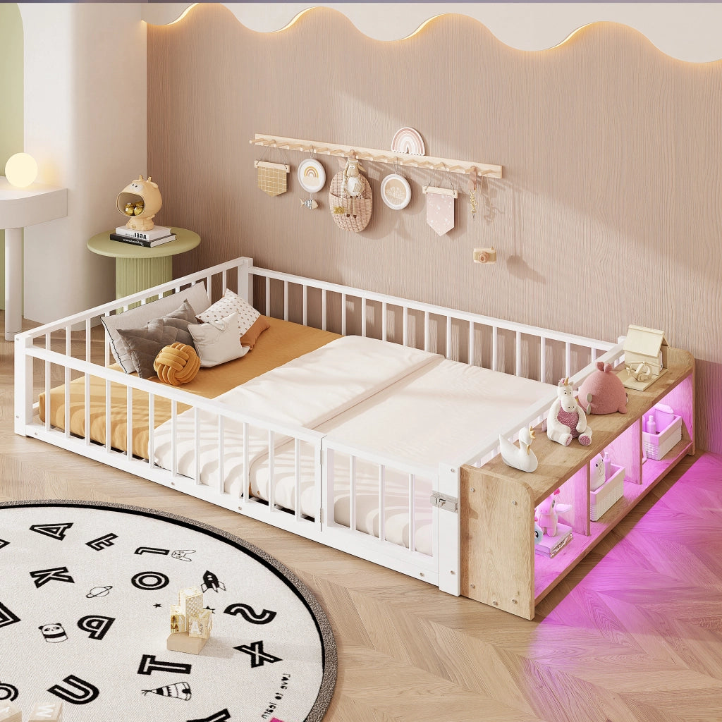 Letto in Metallo con LED e Sponde ¨C MINIMAL ¨C Bianco 140x200