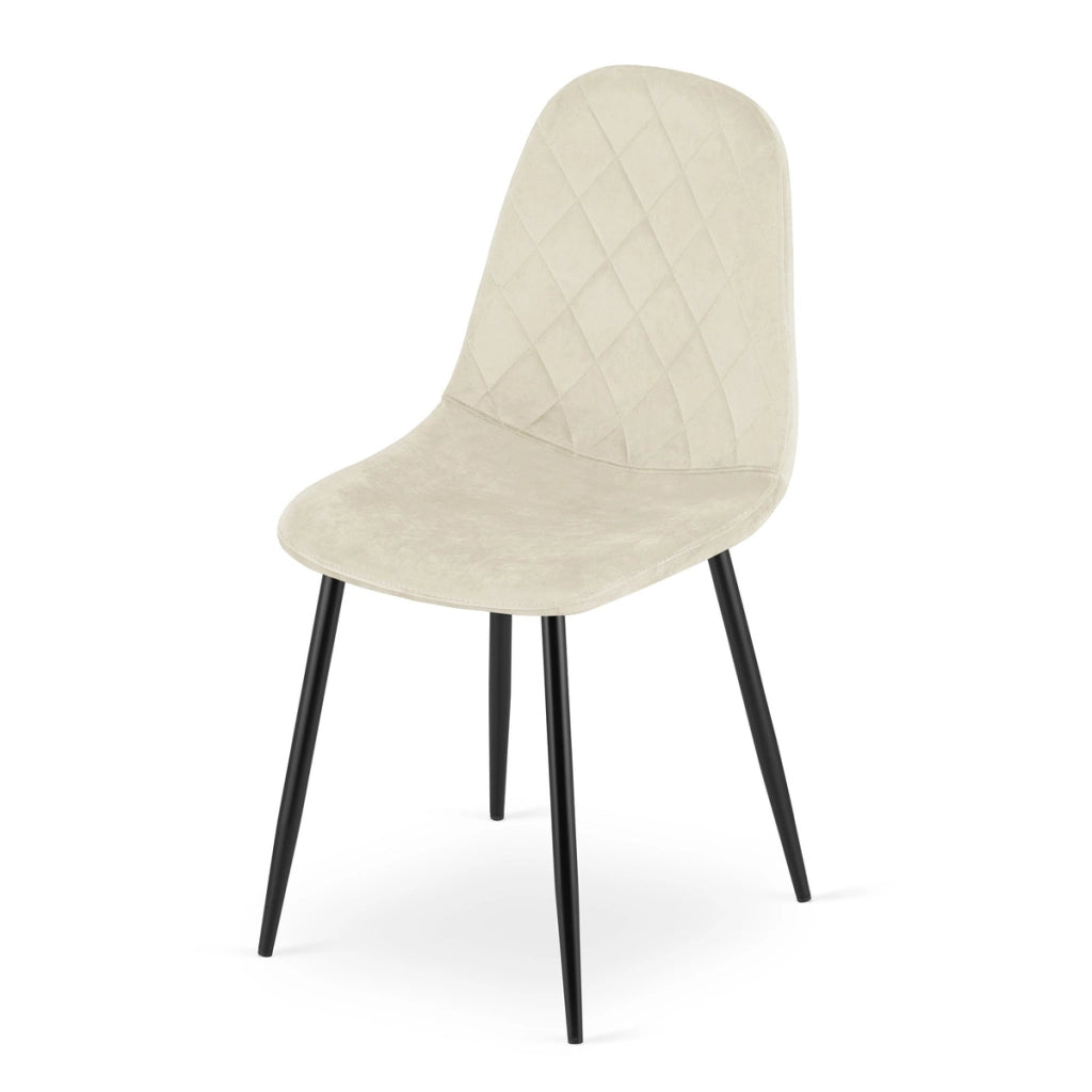 Sedia Asti in velluto beige con gambe nere