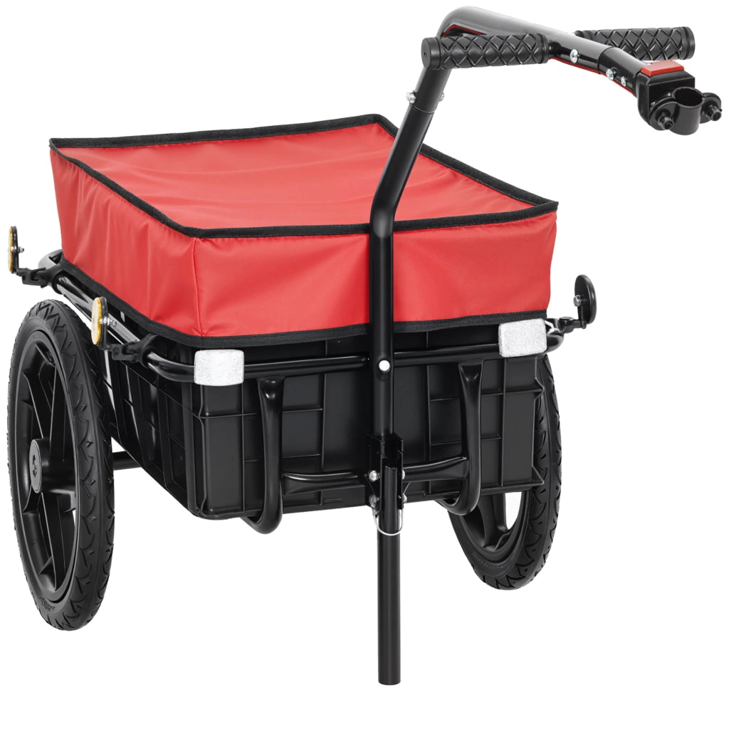 Rimorchio per Bicicletta ¨C Xylo ¨C Copertura Oxford Riflettente Telaio Acciaio 40kg 144x59x80cm Rosso Nero