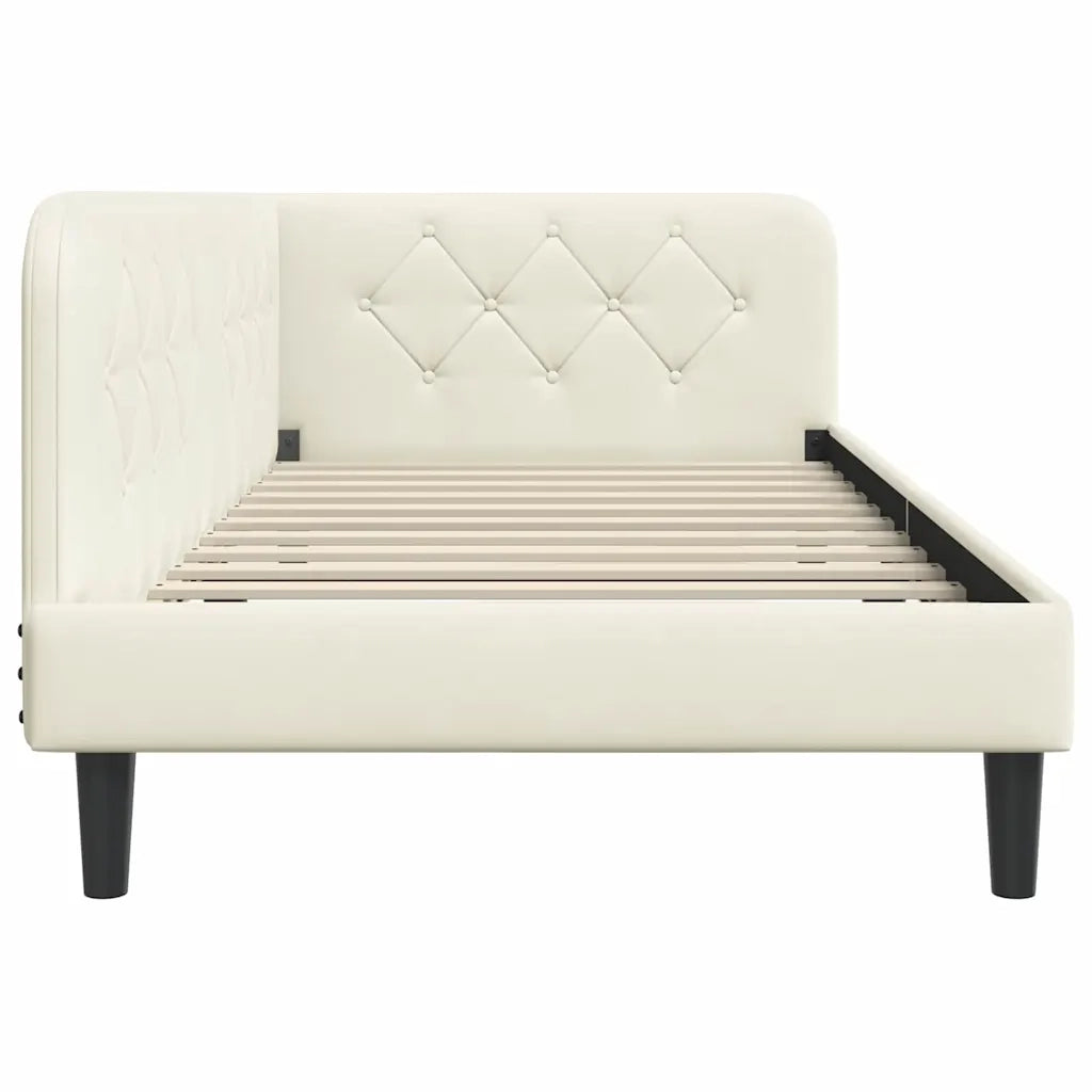 Cornice del letto ad angolo Crema 100 x 200 cm Velluto