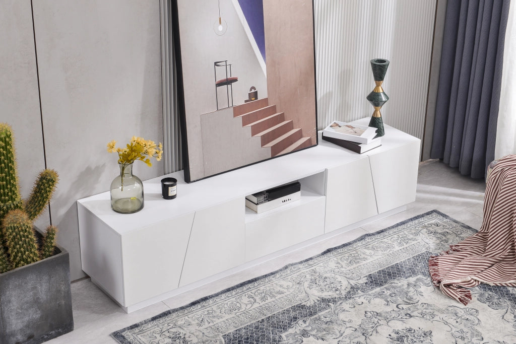 Cassettiera per TV bianca in MDF lunghezza 170 cm