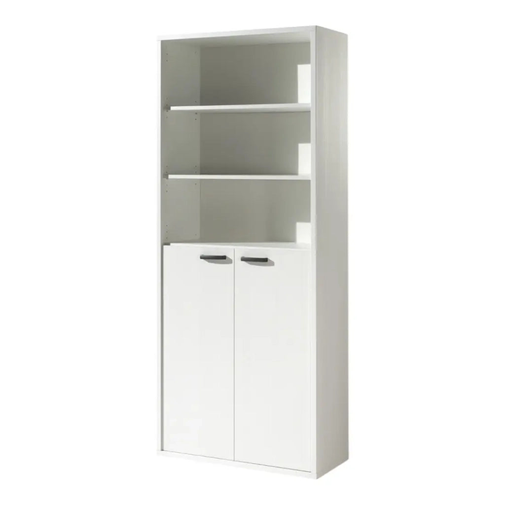 Libreria da ufficio - 2 porte e scaffali - Collezione SOON - Bianco Opaco