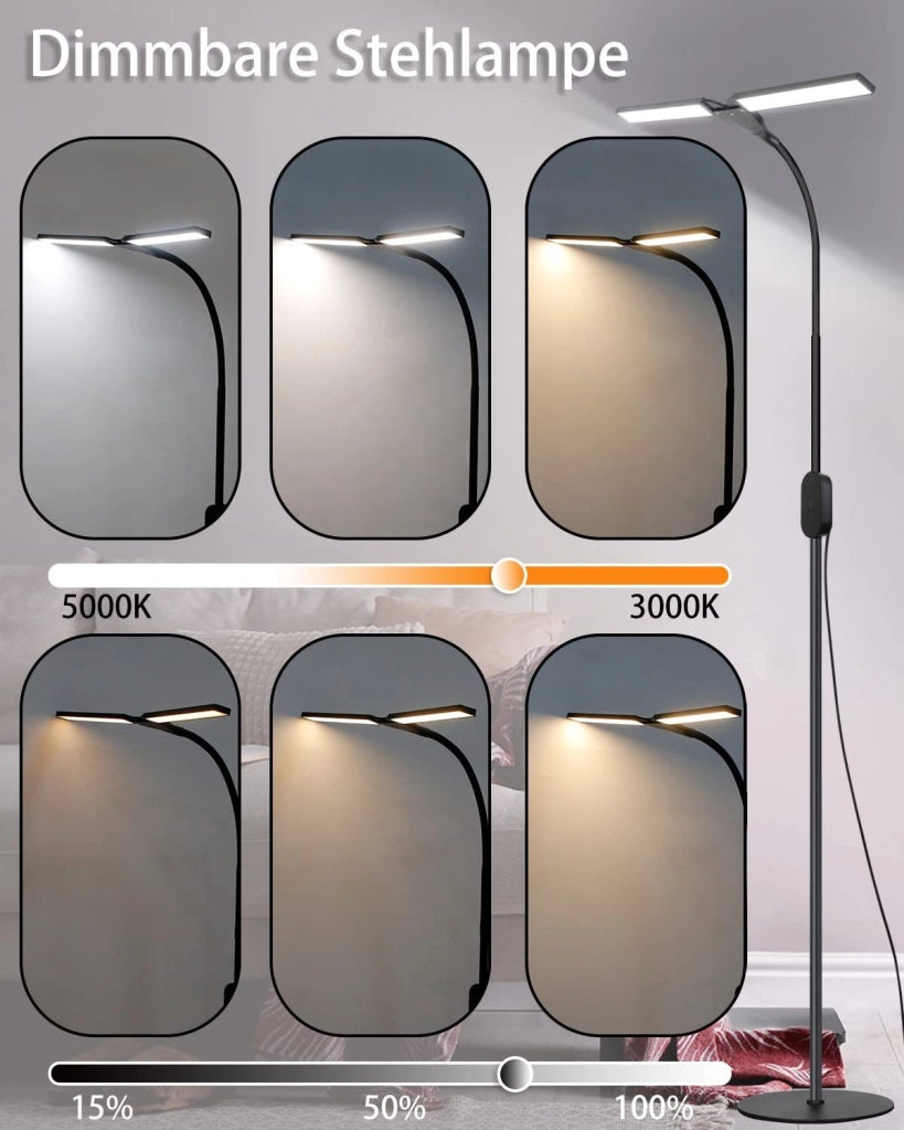 ZMH Lampada da Terra LED Nero 9W 158cm Dimmerabile Timer Memoria per Studio Camera