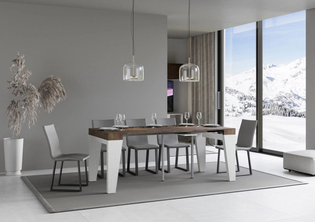 Consolle allungabile 90x40/300 cm Naxor Mix piano Noce - struttura Bianco Frassino