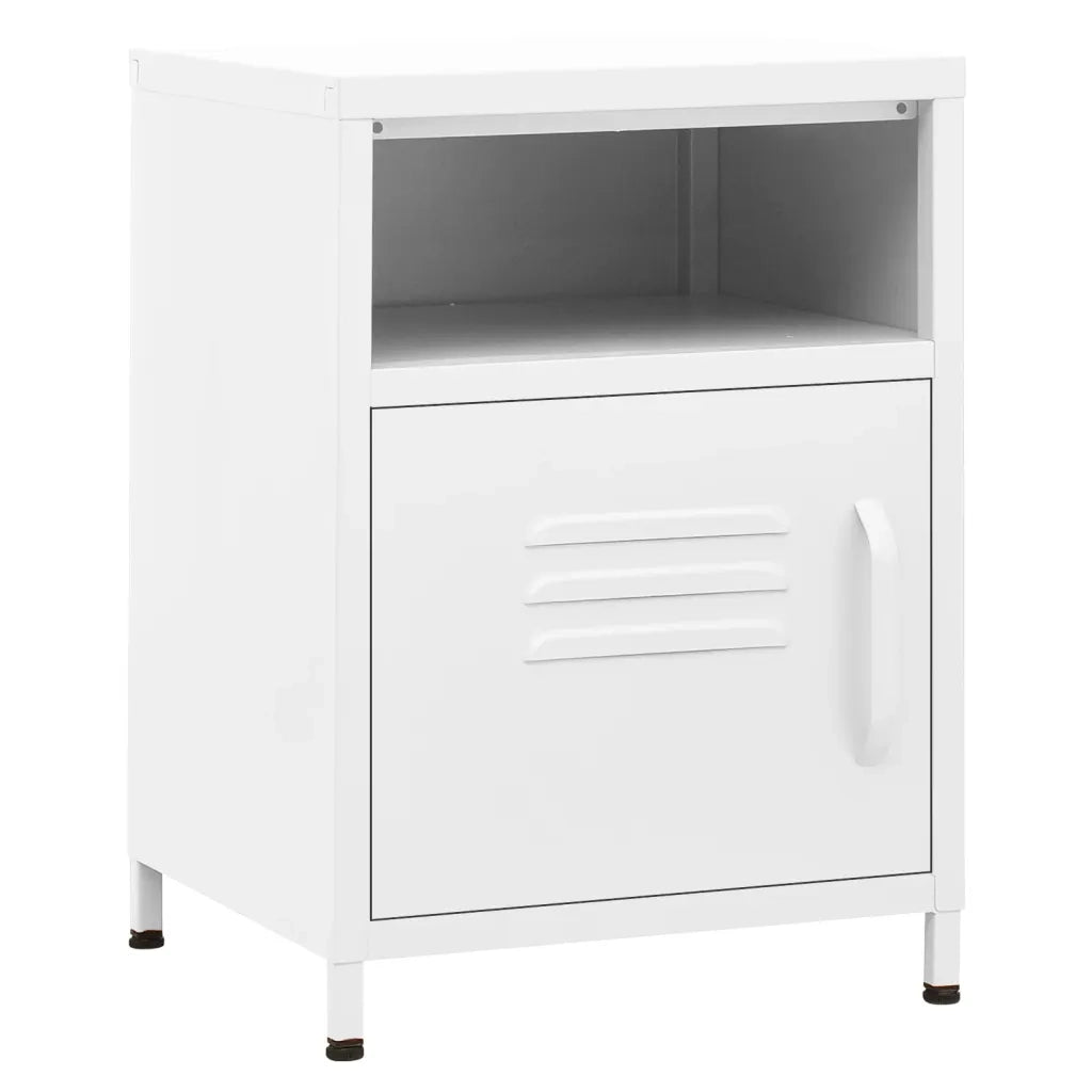Comodino | Armadio da Notte | Mobiletto da notte Bianco 35x35x51 cm in Acciaio