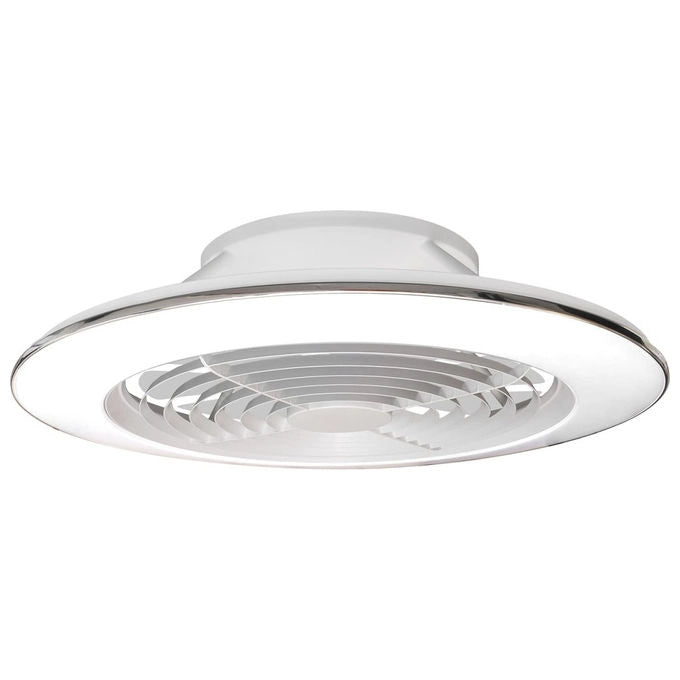 Mantra Iluminación 7490 Alisio XL Ventilatore da Soffitto con Plafoniera LED 95W 5900lm CCT 2700-5000K 73,5cm Motore DC Reversibile colore Bianco