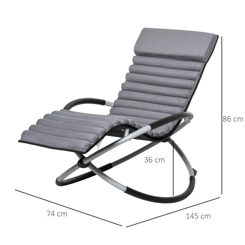 Poltrona a dondolo ergonomica 2 in 1 con poggiapiedi ¨C Minimal ¨C Tessiline grigio scuro 145x74x86 cm