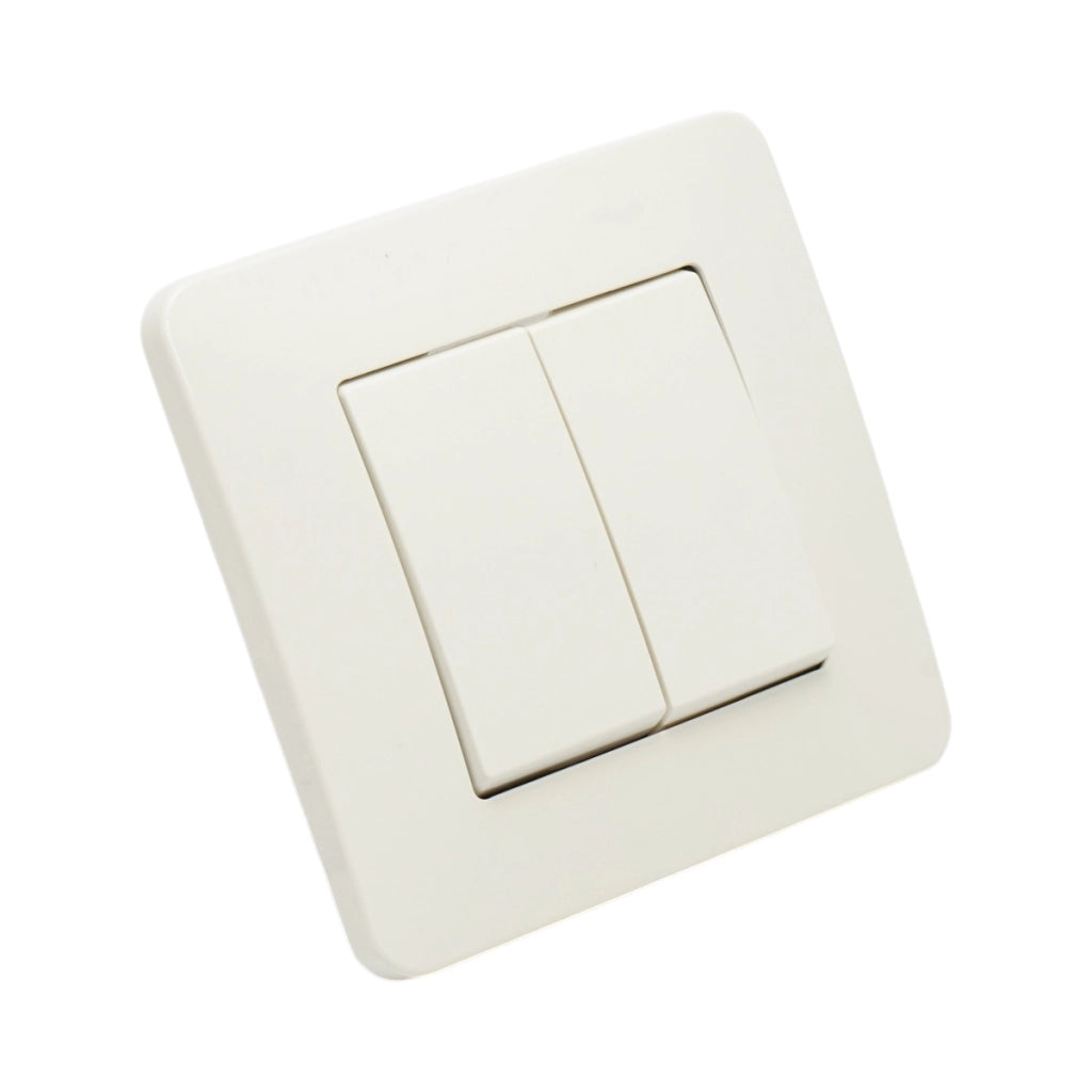 Interruttore doppio, bianco, da incasso, 220V, 10AX, PC 80x80mm