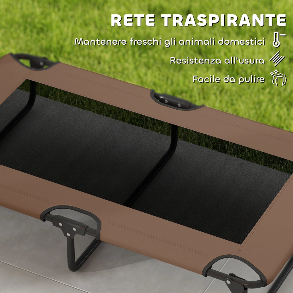 Letto per Cani Pieghevole ¨C Minimal ¨C 107x61x20 cm, Marrone, Tessuto a Rete