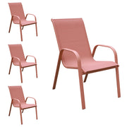 Set di 4 sedie MARBELLA in textilene terracotta - alluminio terracotta